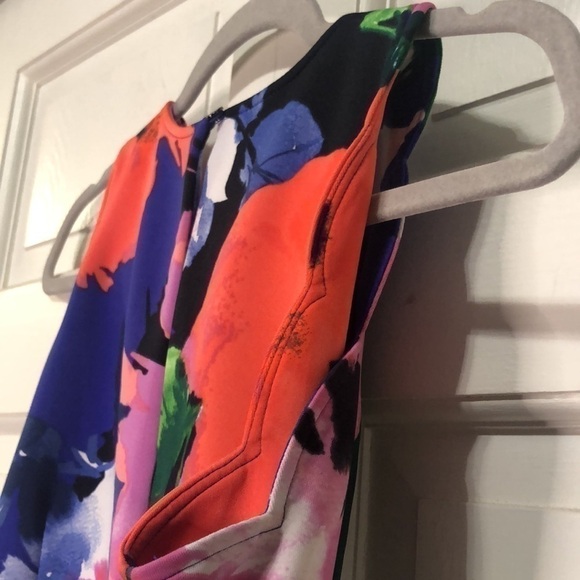 𝅺vince Camuto Floral Scalloped A-Line Dress Size 6 - Picture 7 of 8